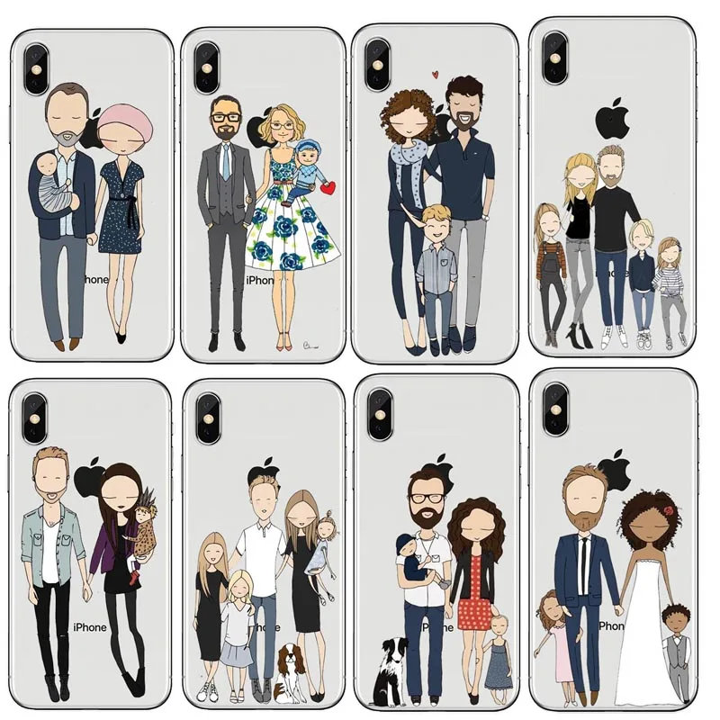 

The happy family of fashion comics For iPhone 8 8Plus 7 6 XR 5 5S SE Clear Hard PC Back Cover For Cuque iPhone XS Max Cases