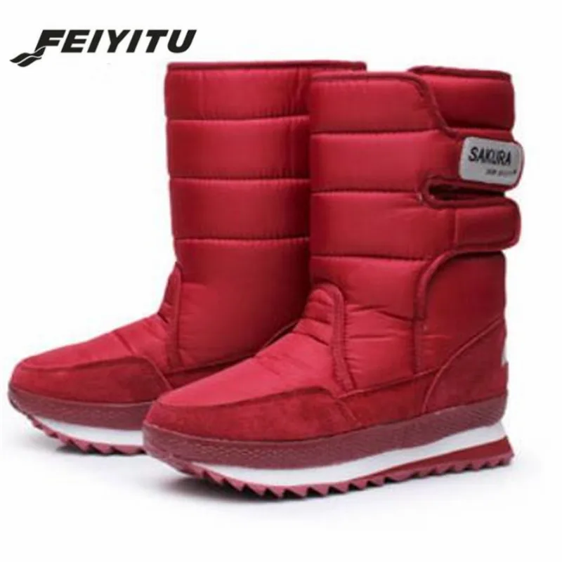 Feiyitu/теплые однотонные Нескользящие зимние ботинки Женские водонепроницаемые