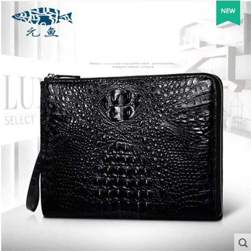 

2018 yuanyu crocodile men clutch bags Male real crocodile leather Thai crocodile men wallet men bag large size real goods