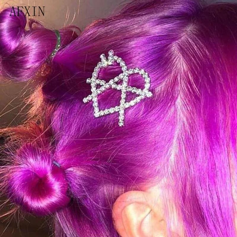 

Ins Hot Shinny Bling Crystal Hair Clip for Women Jewelry Chic Hair Charms Lover Heart Hair Pins Goth Punk Hair Accessories Gift