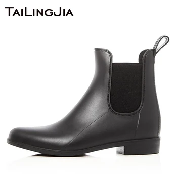 

Black Ankle Boots Women Boots Woman Short Boots Slip On Low Heel Flat Black Brand Ladies Winter Spring Shoes Free Shipping 2019
