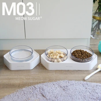 

New Plastic Double Non-slip Pet Bowl for Dogs Puppy Cats Food Water Feeder Pets Feeding Dishes Dog Bowls Pet Feeding Cat Bowl