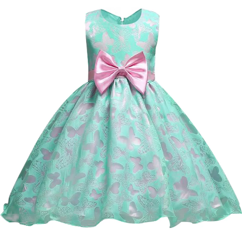 Розничная, стиль, летнее платье с бабочками и цветами для маленьких девочек, платье на свадьбу для девочек, праздничное платье с бантом для девочек возрастом от 2 до 10 лет