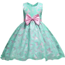 Розничная, стиль, летнее платье с бабочками и цветами для маленьких девочек, платье на свадьбу для девочек, праздничное платье с бантом для девочек возрастом от 2 до 10 лет
