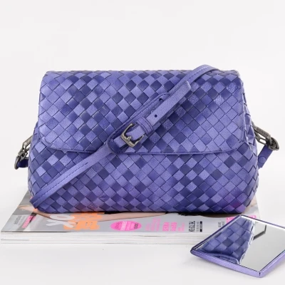 Женская маленькая сумка из натуральной овечьей кожи ручной работы, тканая Высококачественная сумка на плечо, женские сумки через плечо, горячая сумка-мессенджер - Цвет: Magnificent purple