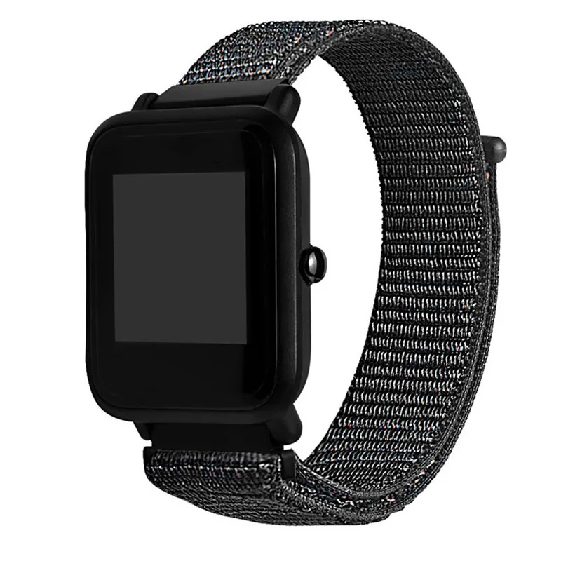 20MM Magic Sticker Canvas For Huami Amazfit Smart Watch Youth Edition Bip BIT PACE Lite band strap fitness bracelet H40 (2)