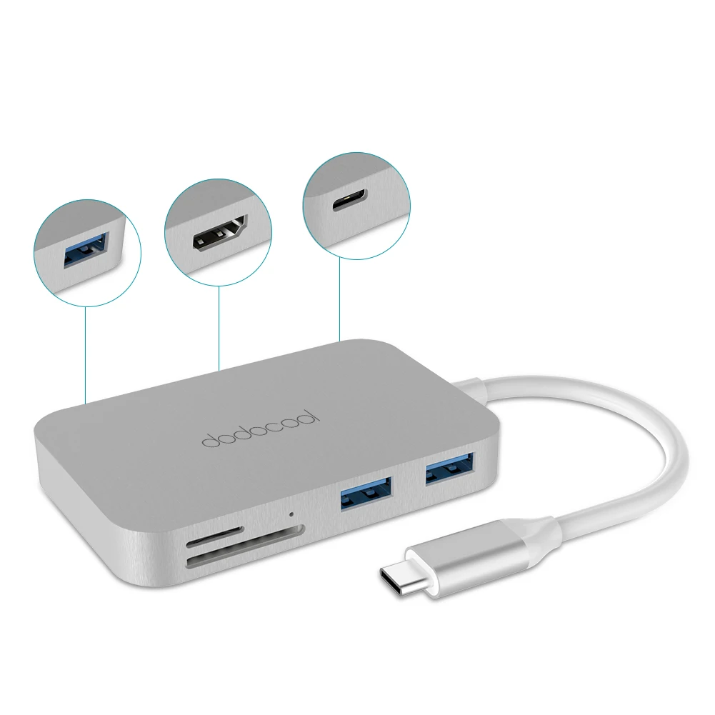

7-in-1 USB-C Multifunction Hub Type-C Power Delivery 4K Video HD Output SD/TF Card Reader USB 3.0 2.0 for Laptop TV MacBook Pro
