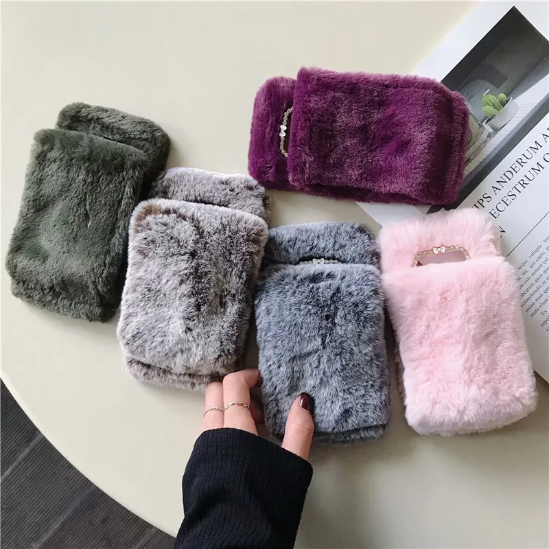 Stylish Luxury Wristband Warm Fur Soft TPU Phone Case For Samsung S10 PLUS Lite Camera Hole With Diamond Protective Cover |