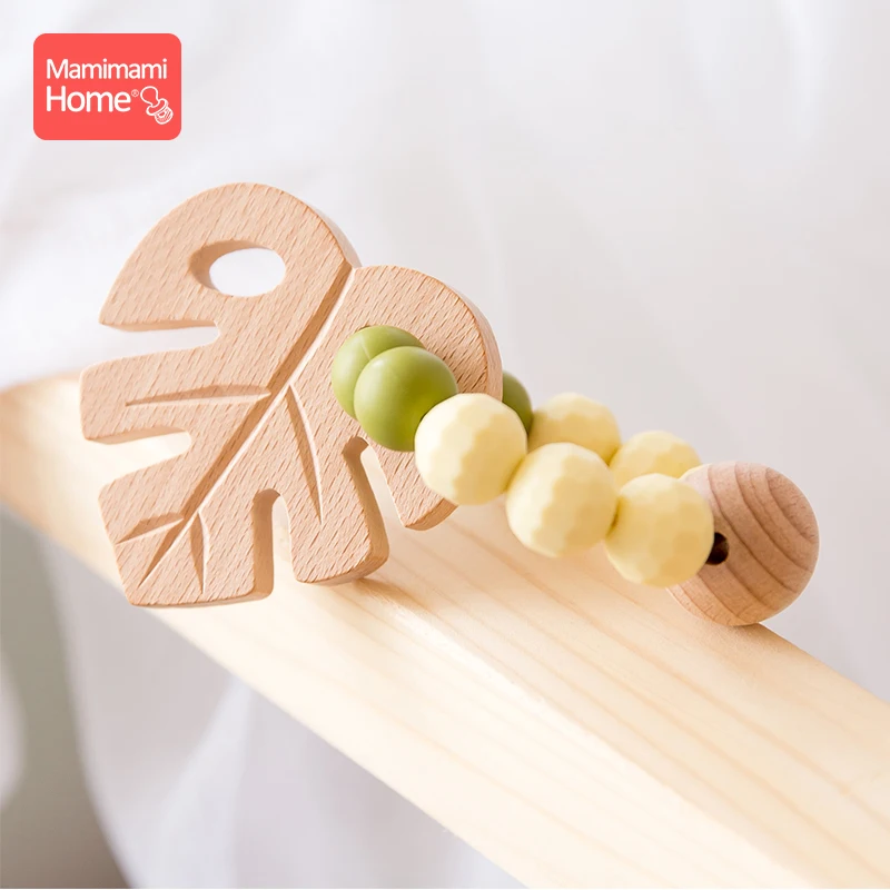 

Mamihome 1pc Baby Wooden Teether Nursing Bracelets Food Grade Perle Silicone Bead Teething Pacifier Pendant Children'S Goods Toy
