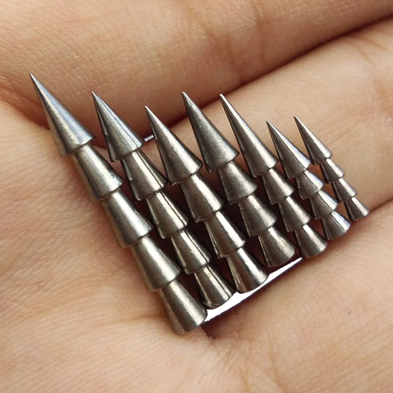 15pcs 100 Tungsten Nail Pagoda Fishing Sinker Small Thin
