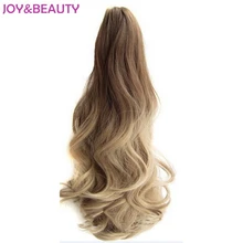 JOY BEAUTY Hair Long Wavy Ombre 20 Clip On Hair Extensions Claw Pony Tail Synthetic Hairpiece