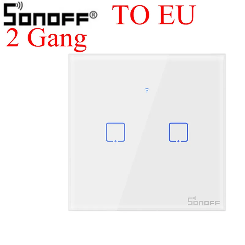 Itead Sonoff T0US 120 Размеры 1/2/3 TX настенных выключателей Дистанционное управление переключатель Wi-Fi с границы работает с Alexa Google Home - Комплект: T0 EU 2 Gang-TX