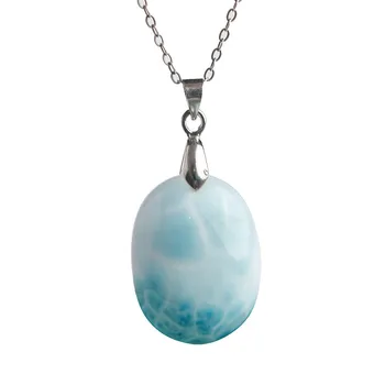 

Genuine Blue Water Pattern Natural Stone Pendant Women Lady Necklace Fashion Natural Larimar Pendant 25*19*9mm