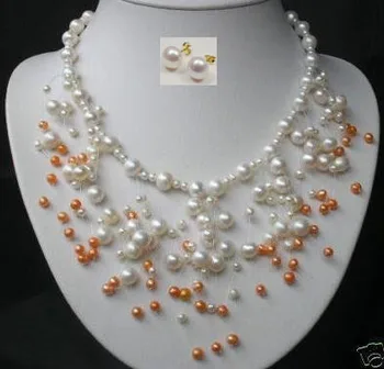 

Jewelry Silver white Akoya pearl & pink necklace EARRING
