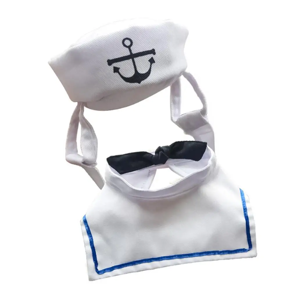 

Pet Dog Clothes Suit Lovely Stylish Navy And Sailor Style Hat Plus Scarf Suit For Dogs And Cats Pet Cap And Cape New Arrival