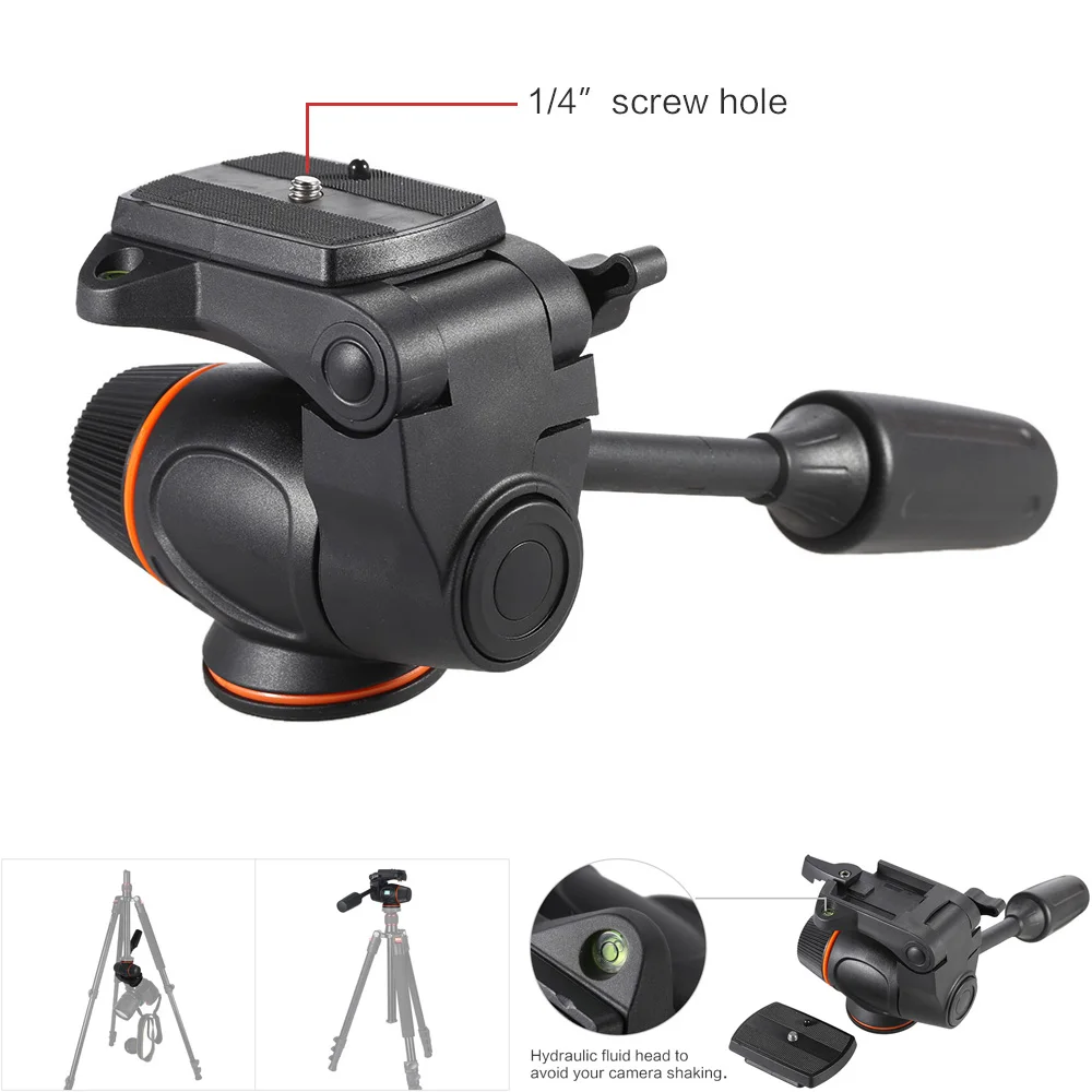Hydraulic Fluid Video Monopod Tripod Head with Quick Release Plate for