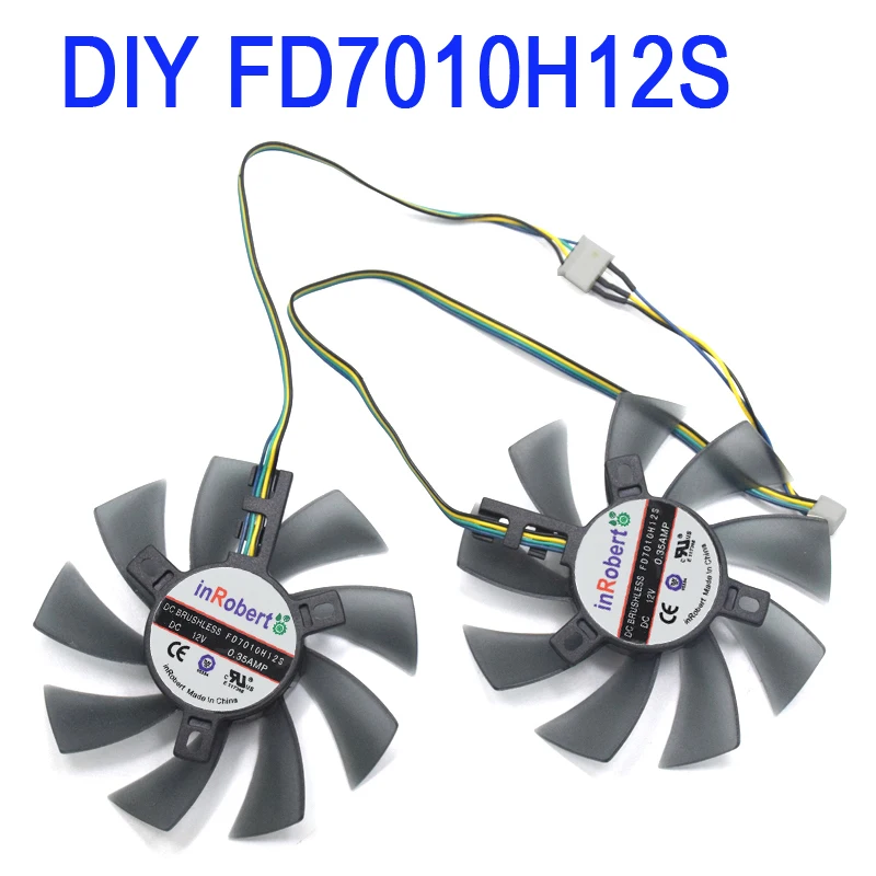 2pcs/lot 85mm FD7010H12S RX480 GPU VGA Alternative 4Pin Cooler Fan For HIS RX 570 4GB 8GB RX470 Graphics Card Cooling