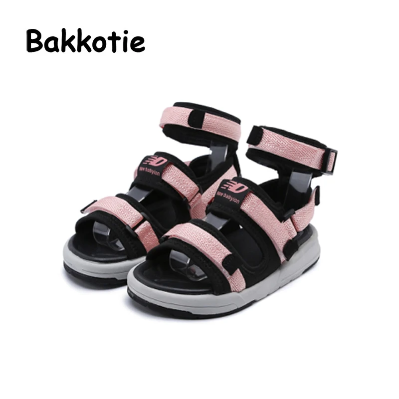 

Bakkotie 2018 Summer New Toddler Boy Black Shoe Child Fashion Soft Beach Sandal Baby Girl Sport Pu Leather Pink Flat Little Kid