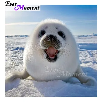 

Ever Moment Diamond Painting Decoration For Home Seal On Snow Picture Of Rhinestone Mosaic Diamond Embroidery Cross Stitch 3F687