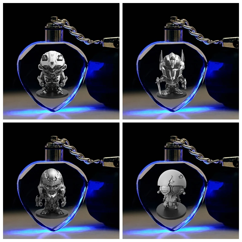 

Bumblebee Heart Shape Anime LED Key Chains Figure Keyring Crystal Toy Keychain Light Keyholder Unisex Birthday Gifts NEW