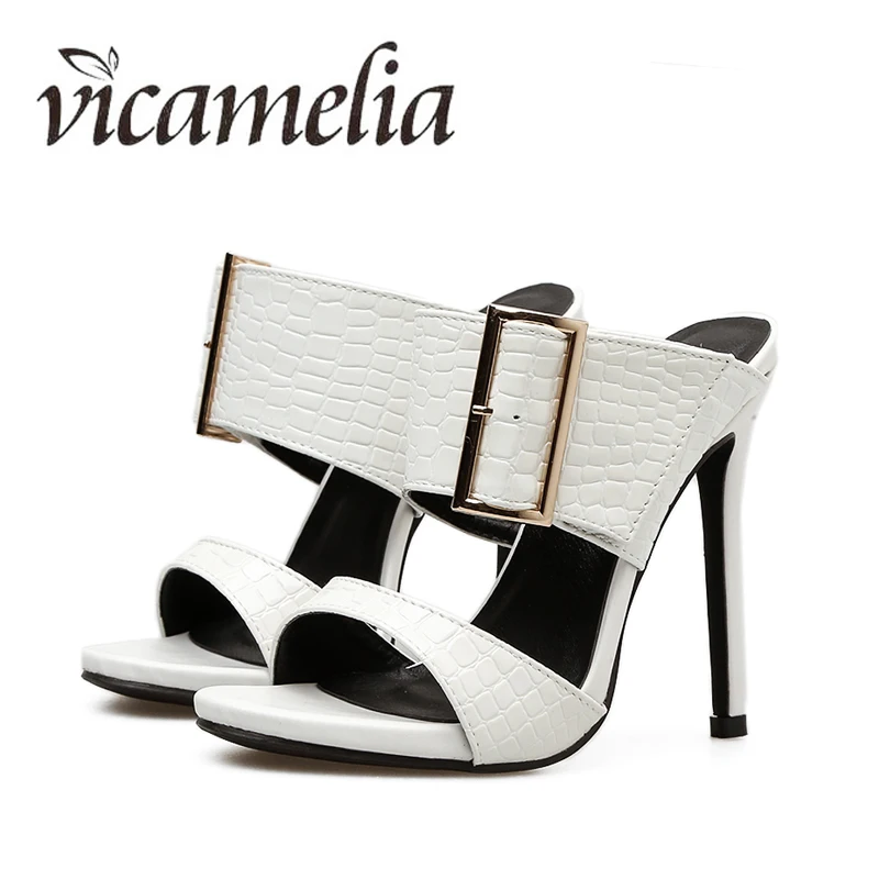 Vicamelia/женские босоножки пикантная обувь на тонком высоком каблуке тапочки с