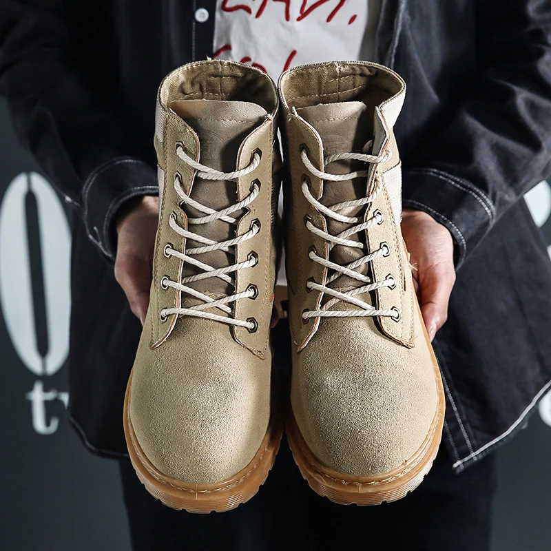 

Autumn Winter Men Canvas Boots Army Combat Style Fashion High-top Military Ankle Boots Men's Shoes Comfortable Sneakers QX5