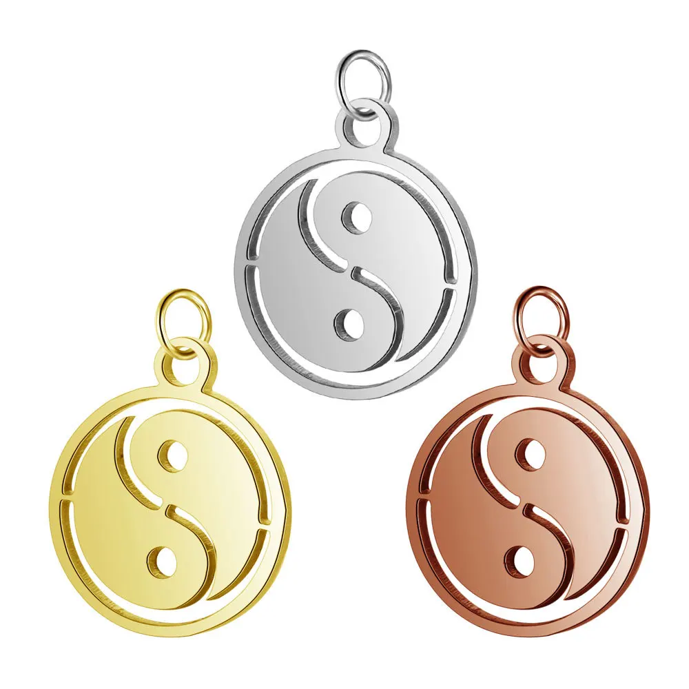 

5pcs Tai Ji Stainless Steel Charm High Polished Stainless Steel YingYan Pendant for DIY Necklace Bracelet Jewelry Making