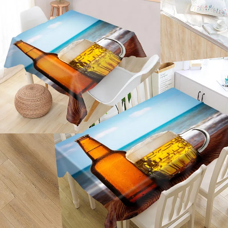 Best Beer Custom Table Cloth Rectangular Oxford Print Waterproof Best Beer Custom Table Cloth