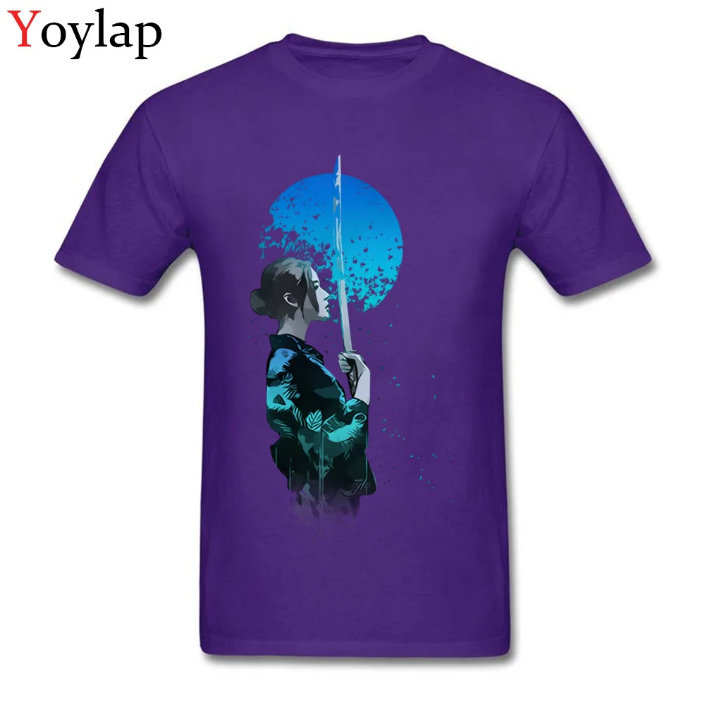 Cheap Printed On T-shirts Summer Pure Cotton O-Neck Tops Tees Short Sleeve Printed On Blue Moon Samurai Tee-Shirts Top Quality purple