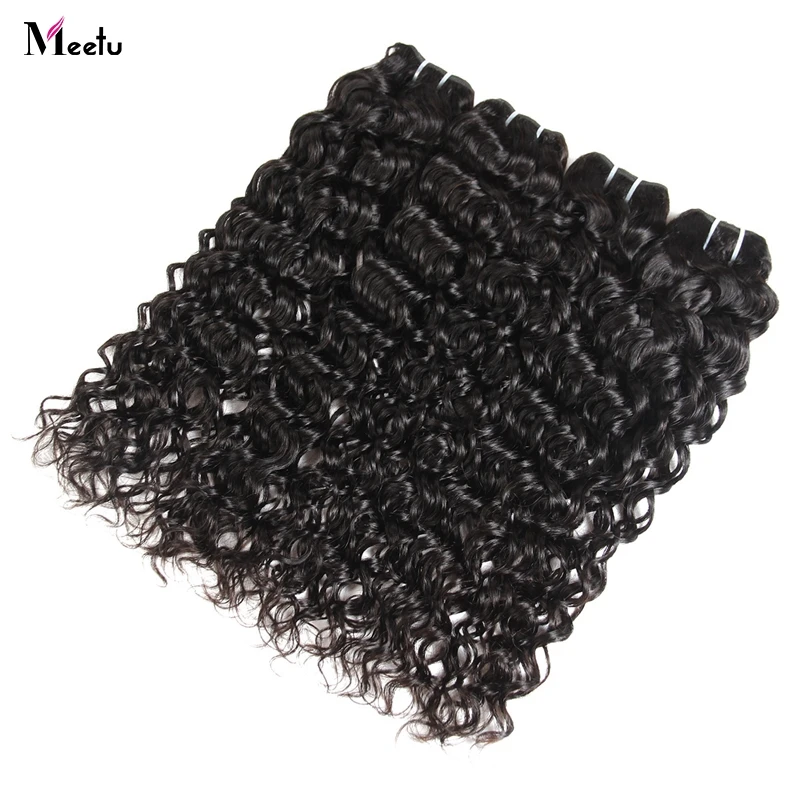 

Meetu Brazilian Hair Weave Bundles Water Wave Bundles 4 Bundles Deal 100% Human Hair Weave Non Remy Hair Extensions Tangle Free