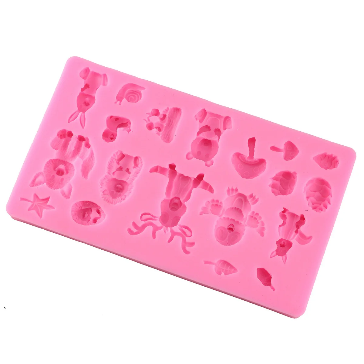 Mujiang Animals Chocolate Fondant Molds Baby Birthday Cake Decorating Tools Cake Silicone Baking Mold Candy Fimo Clay Moulds