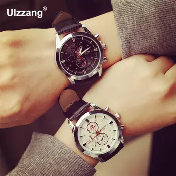 

Luxury Dress 3 Eyes Silver Steel Genuine Leather Quartz Business Watch Wristwatches Clock Gift for Men Male 1 Year Warrenty