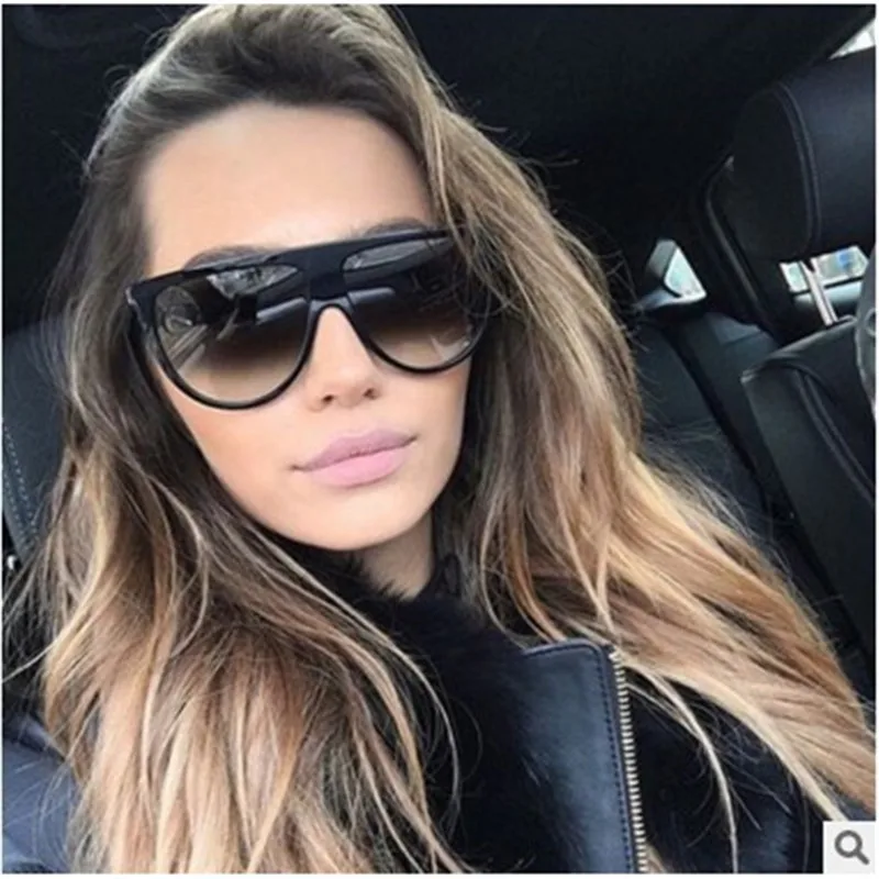 

CURTAIN 2019 New Fashion woman vintage retro flat top Thin Shadow sun glasses square Pilot luxury designer large Unisex UV400