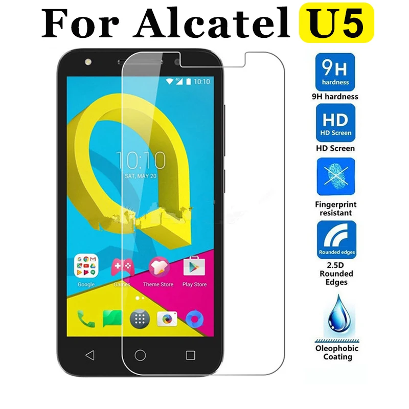 

5" Protective Glass For Alcatel U5 Glass U 5 Screen Protector 9H 2.5D Tempered Glas Film Protection On Phone Safety Protection