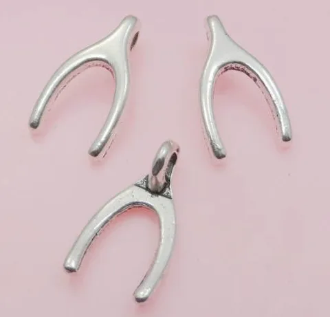 

30Pcs Tibetan Silver Thanksgiving Day Wish Bone Charms Pendant for Jewelry Making 8.5x15mm