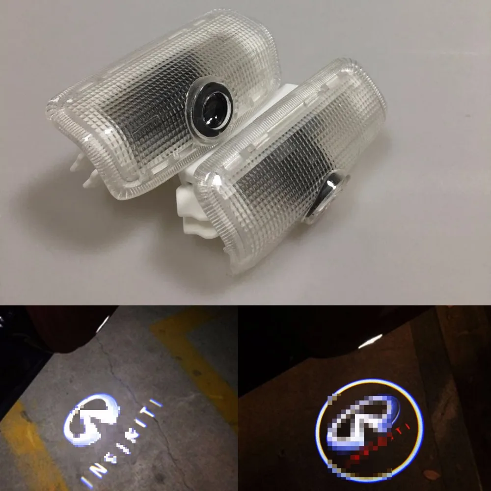 2X led سيارة الباب ضوء لإنفينيتي Q50 FX35 FX37 F50 G37 Q60 EX25 EX35 37 G35 M35 العارض مصباح أهلا ضوء سيارة التصميم