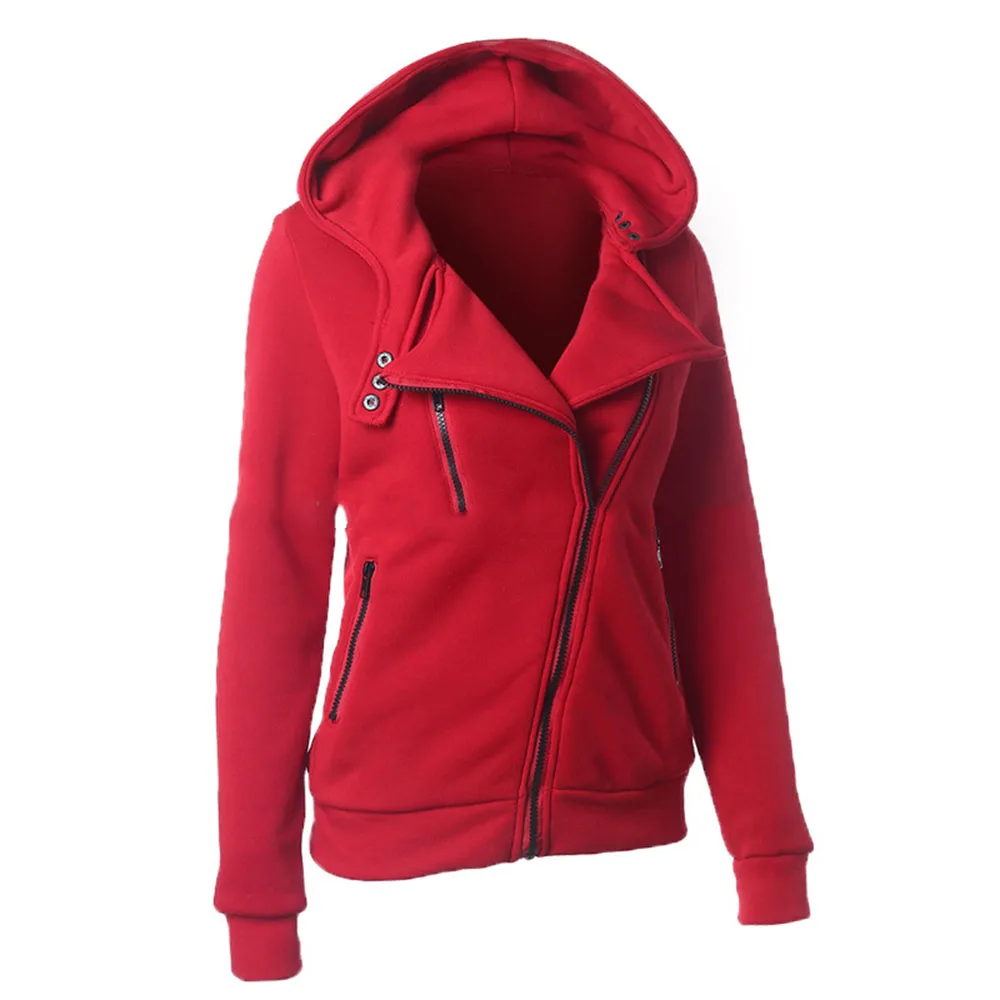 Rosetic Gothic Women casual hoodie sweatshirt solid 2018 fall winter slim lapel zipper hooded multi color warm hoodies outwear Hoodies