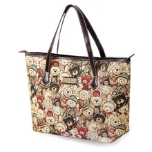 Lovely Bears Printing Ladies Stylish Tote Bag Contrast Color Trendy Fashion Cheap Hand Bag Women Grey