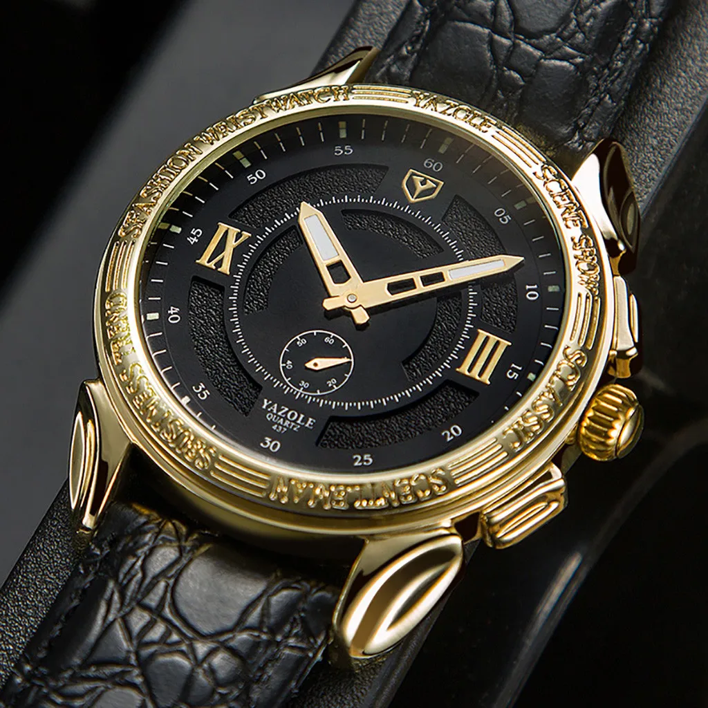 

Wristwatch relojio mujer Classic Two Needle And Half Hollow Belt Men's Business Quartz Watch Women Watches Gift Feminino