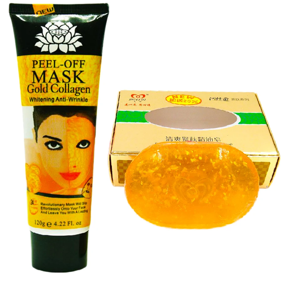 

24K Golden Mask Anti Wrinkle Anti Aging Facial Mask + 24K Gold Whitening Soap Face Care Moisturizing,Whitening Lifting Firming