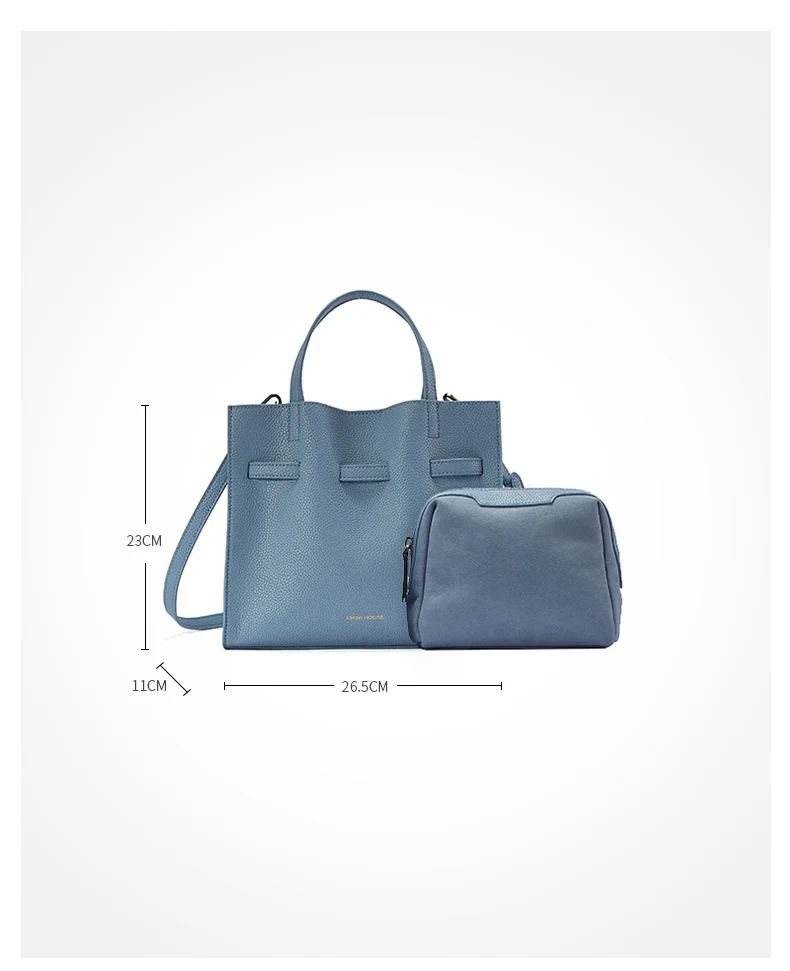 EMINI HOUSE Belt Handbag Split Leather Shoulder Bag Luxury Handbags Women Bags Designer Women Tote Bag [Send Free Inner Bag]