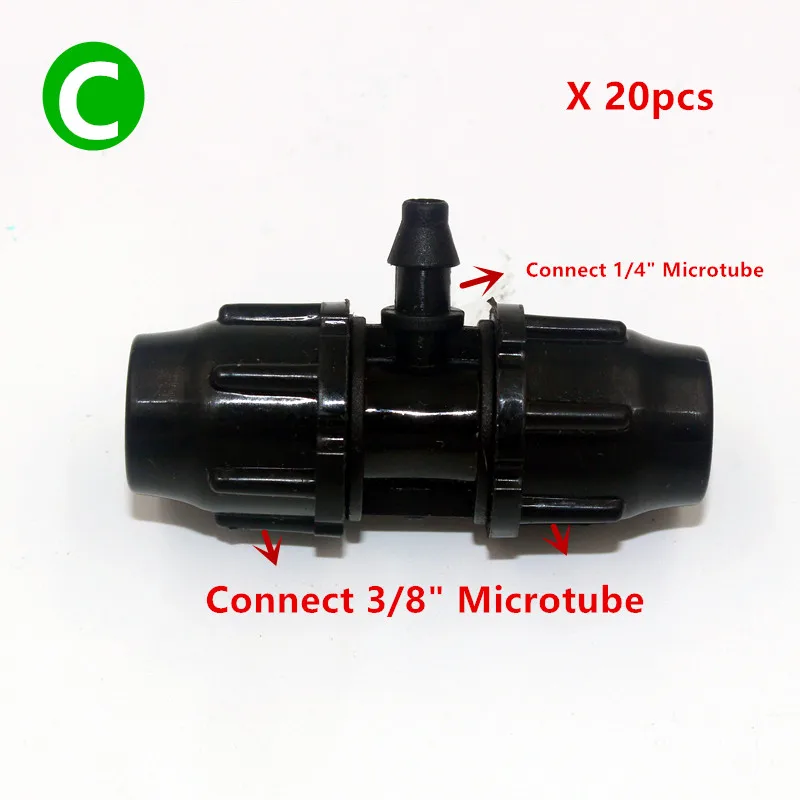 8/11 мм шланговый замок гайка равные тройники Простая установка, устойчивые к ультрафиолетовым лучам садовое растение для полива и орошения трубный тройник U109 - Цвет: C  20pcs