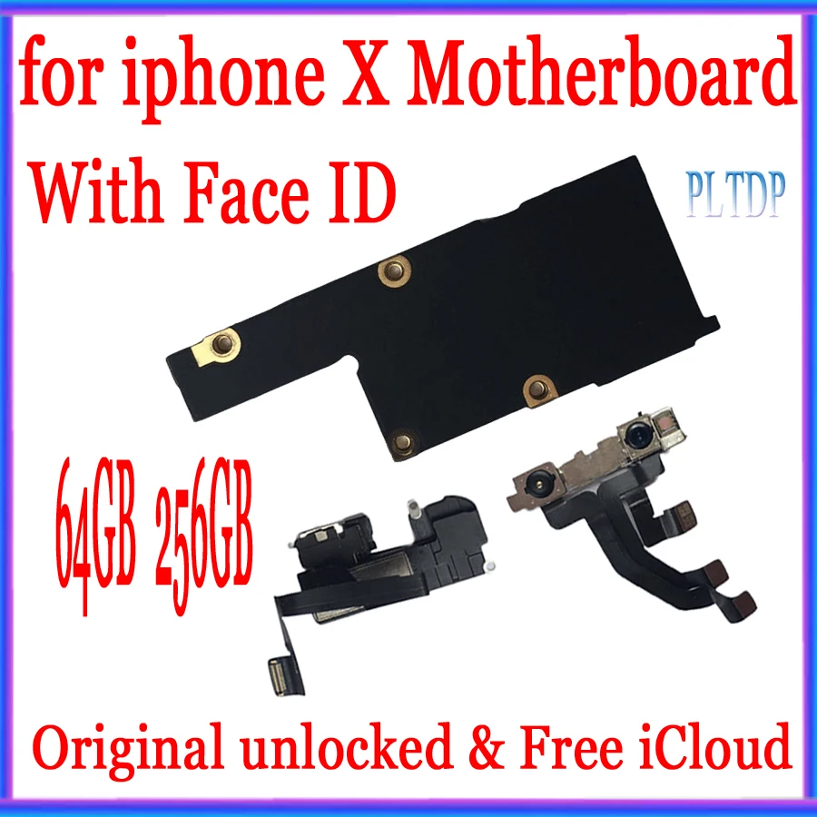 

100% Original unlocked for iphone X Motherboard with Face ID,Original for iphone X Mainboard with Clean iCloud,64GB / 256GB