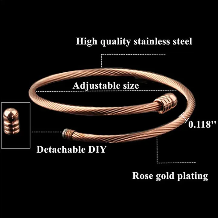1  Adjustable Cable Wire Bangle Bracelet For Women Fashion Jewelry Diy Pandant Bracelet Stainless Steel Twisted Cuff Charm Bracelet