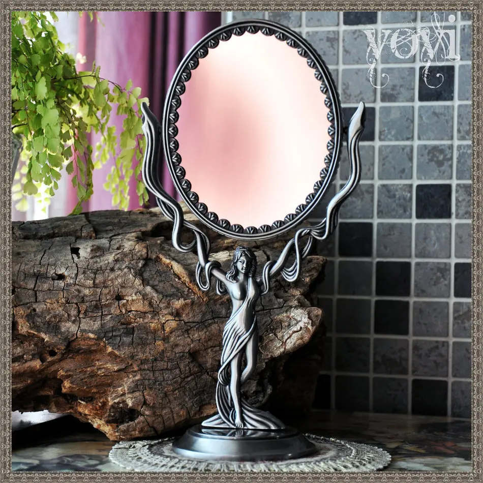 

High Brother. Special Restore Ancient Platform Mirror Two-sided Lovely Trumpet Benchtop Princess Makeup Mirror Dressing Mirror