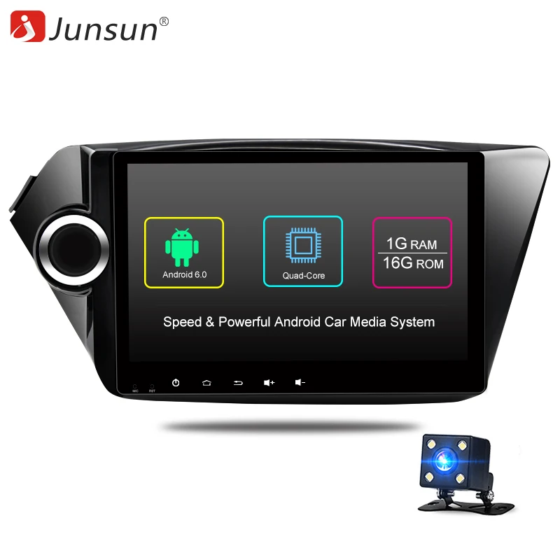 Junsun 9 дюймов Android 6.0 dvd-плеер автомобиля GPS для KIA K2 RIO 2010 2011 2012 2013 2014 2015 стерео 1024*600 2 г