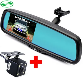 

3in1 4.3" Auto Parking Mirror Monitor + HD CCD European Russia License Plate Frame Car Rear View Camera With 2 Radar Sensors
