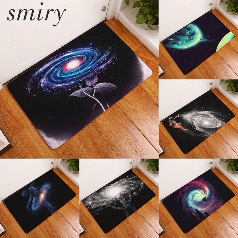 

Smiry 40*60cm flannel light thin mats creative magical wonderful nebula flower pattern rugs water absorption living room carpets