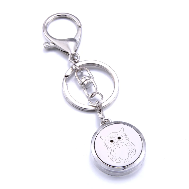 

OWL pattern stainless steel aromatherapy key chain perfume diffuser keychain aroma diffuser charm jewelry Hanging ornament