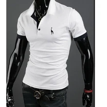 Мужские рубашки поло марки мужские с коротким рукавом модные повседневные тонкие с принтом оленя поло, трикотаж для мужчин